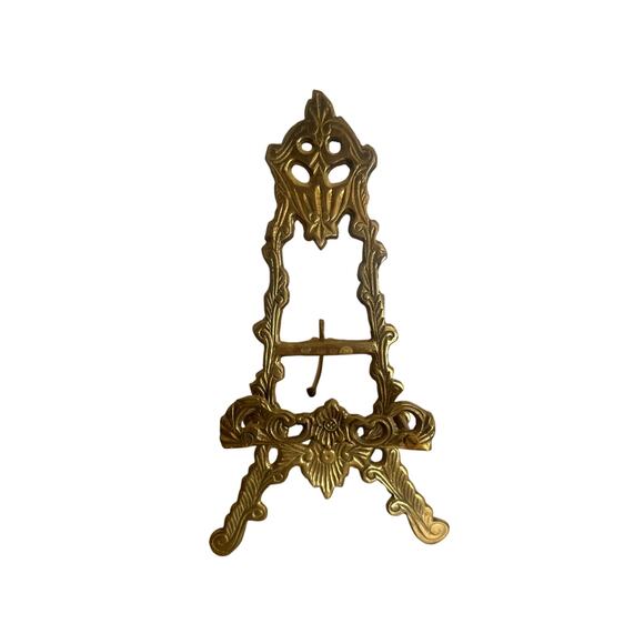 None and/or Unknown Other - Vintage Ornate Brass Display Easel Stand – 9” Photo, Plate, or Book Holder